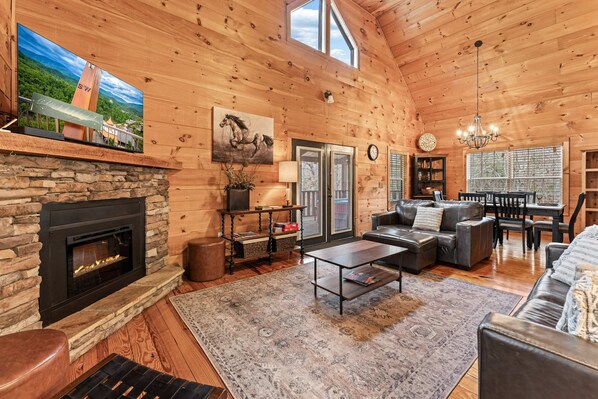 TV, fireplace, DVD player, offices