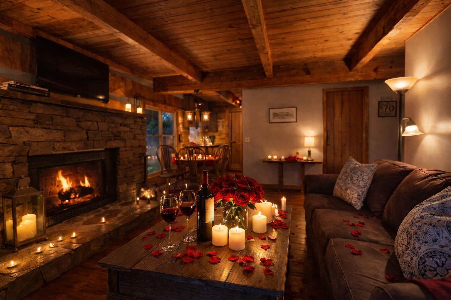 TV, fireplace, offices