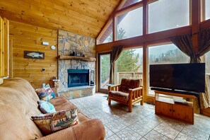 TV, fireplace, foosball, offices