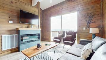 TV, fireplace, offices