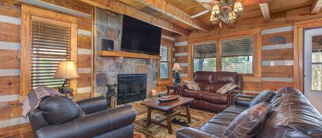 TV, fireplace, offices