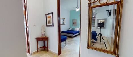 3 bedrooms, desk, iron/ironing board, travel crib