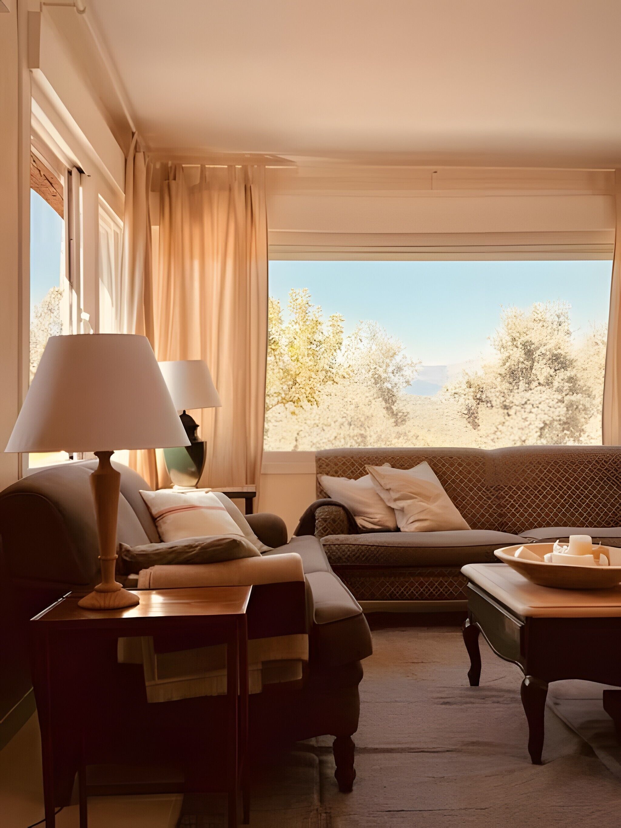 Een televisie en een open haard