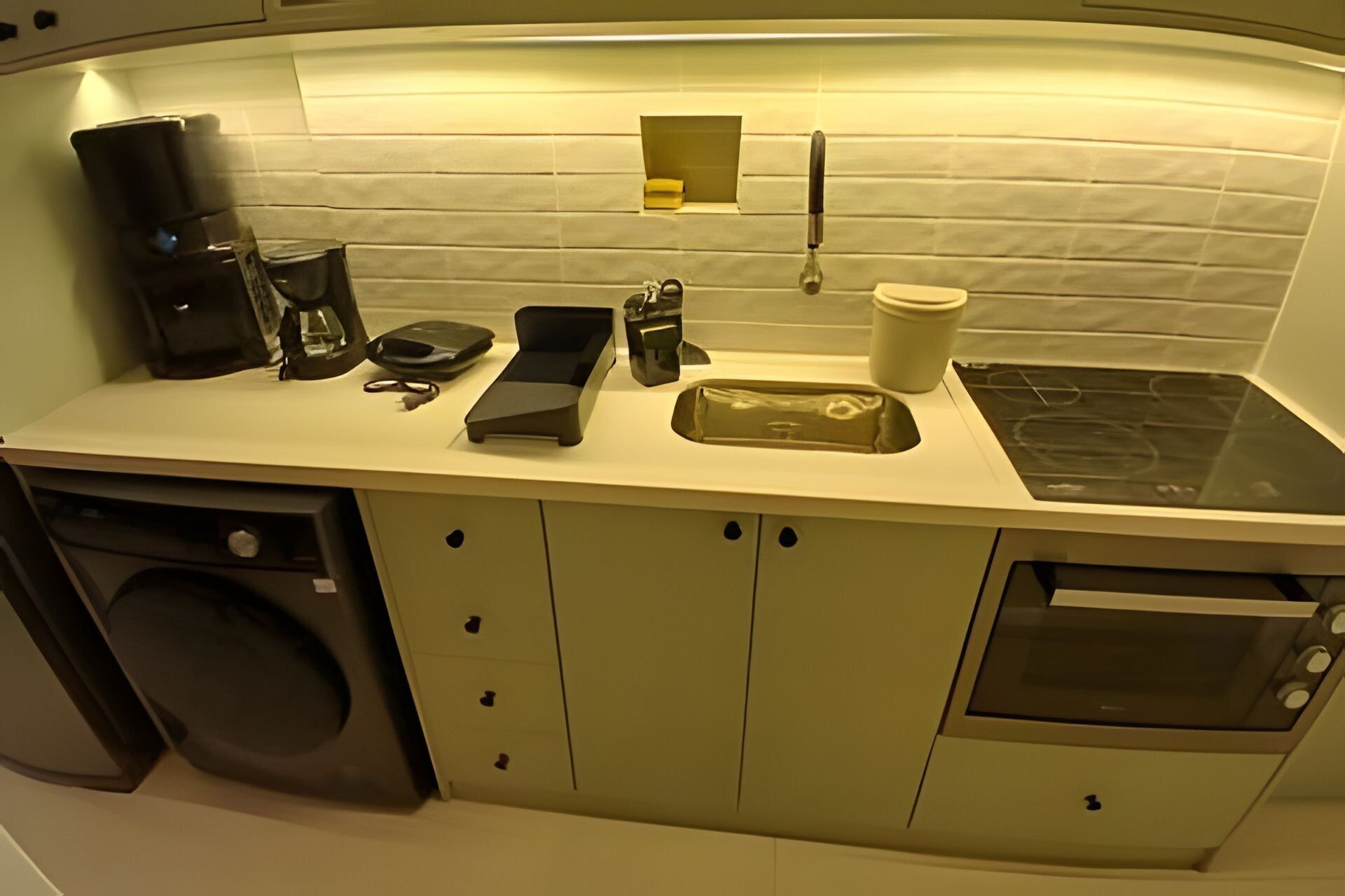 Kjøleskap, mikrobølgeovn, ovn og kaffetrakter/tekoker