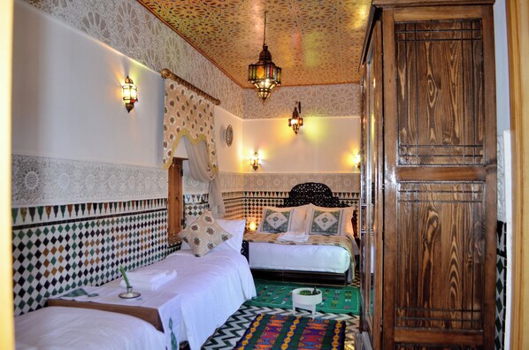 Quadruple Room, Mountain View | In-room safe, blackout drapes, soundproofing, free WiFi