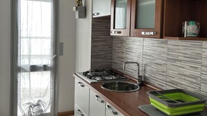 A modern kitchen with a gas stove, stainless steel sink, and wooden cabinets. - Relax with family or friends in this modern and unique accommodation. (Torino)