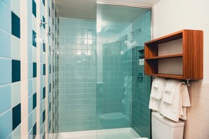 Shower, hair dryer, towels - Desert Disco Dreams | La Vista Motel | 103 (Denver)