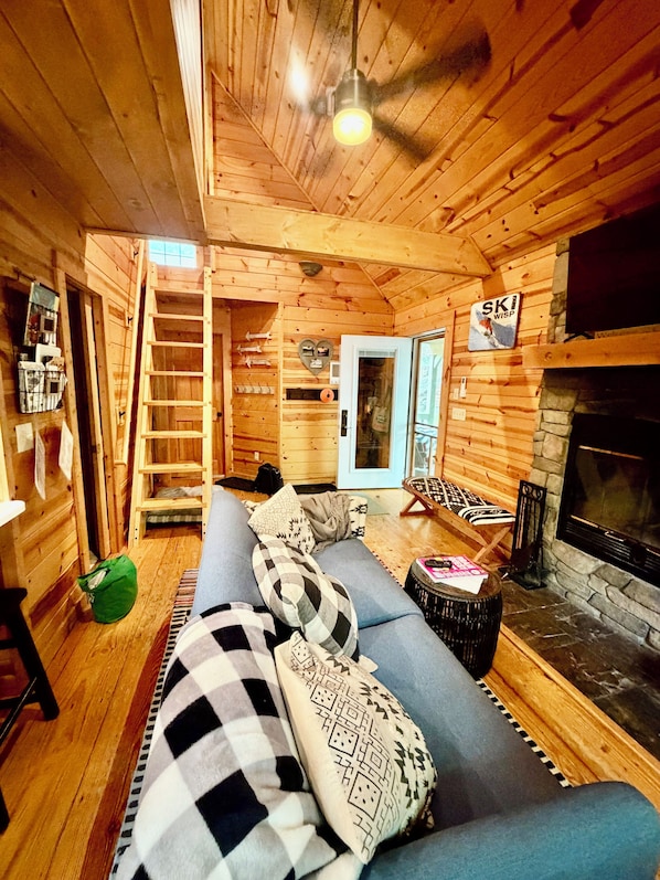 TV, fireplace