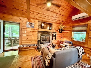 TV, fireplace