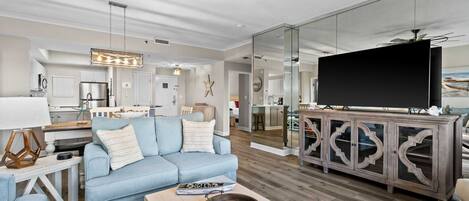 Télévision, lecteur de DVD, espaces bureaux