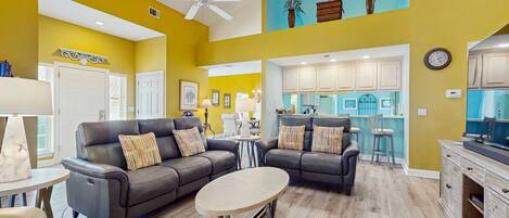 Televisie, een dvd-speler en een stereo