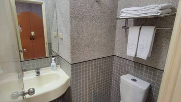 Habitació doble | Bany | Dutxa, assecador de cabells, sabatilles i tovalloles