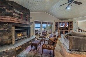 TV, fireplace, ping pong, books - Lakefront Estate | Hot tub and Private Boat Dock (Hope)