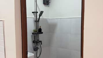 Shower, bidet, towels, soap