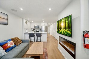 TV, fireplace