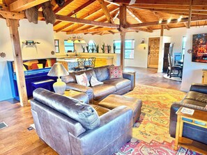 TV, fireplace, offices