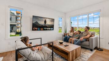 Smart TV, foosball, table tennis, books