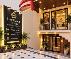Hotel Kasol Heritage with a sign indicating luxury rooms, banquet hall, and restaurant. - Hotel Kasol Heritage (Lucknow)