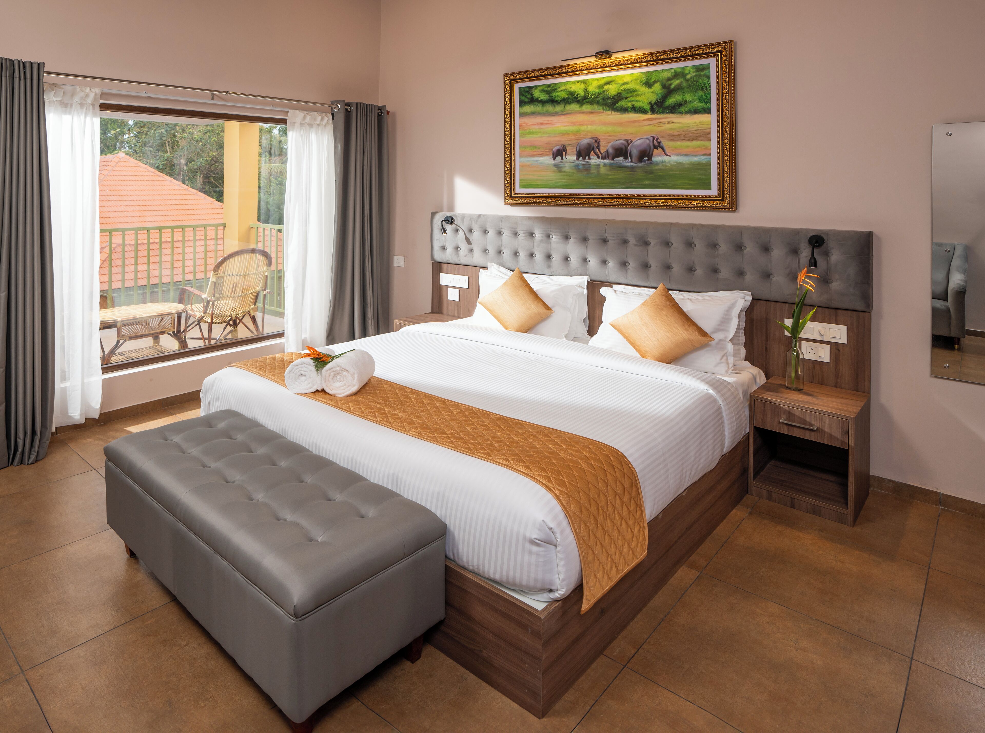 Deluxe Double Room, Balcony, Courtyard View | Desk, laptop workspace, blackout curtains, soundproofing