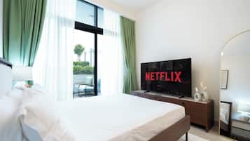 Deluxe-studiolejlighed - balkon | Premium-sengetøj, senge med madrasser af memory foam