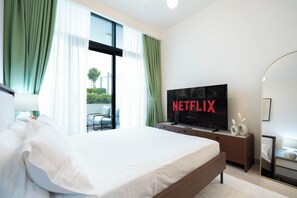 Deluxe-studiolejlighed - balkon | Premium-sengetøj, senge med madrasser af memory foam