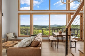 TV, fireplace - Elevated Invisible Cabin by 5 Seasons Homestays (Marshall)