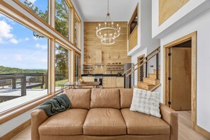 TV, fireplace - Elevated Invisible Cabin by 5 Seasons Homestays (Marshall)