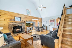 Smart TV, fireplace, table football, offices