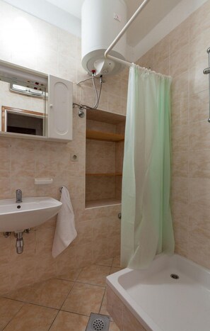 Apartment | Bathroom | Shower, hair dryer - Apartments Nena - One Bedroom Apartment With Terrace and Sea View (Omis)