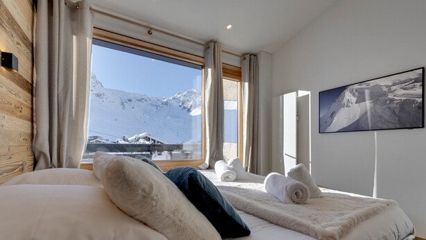 1 bedroom, bed sheets - 45m² Duplex for 4, ski-in ski-out in Tignes Val Claret (Tignes)