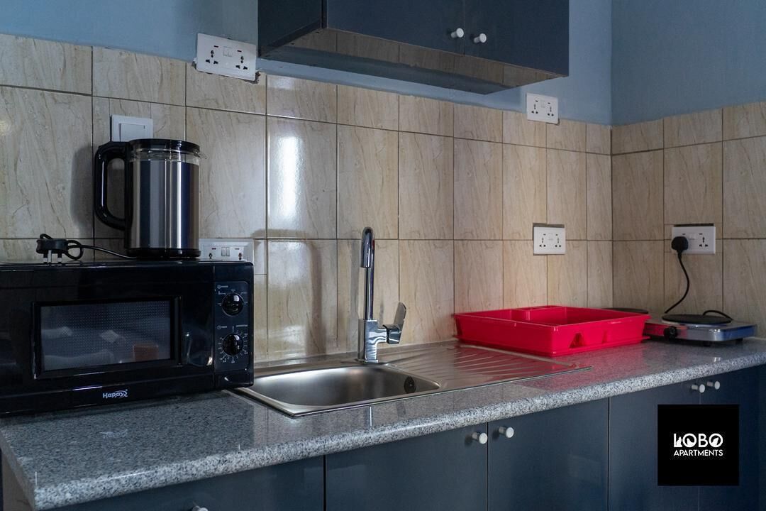 Estudio, vista a la ciudad | Cocina privada | Frigobar, microondas y utensilios de cocina 