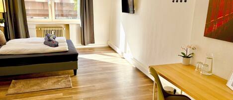 Desk, laptop workspace, iron/ironing board, free WiFi