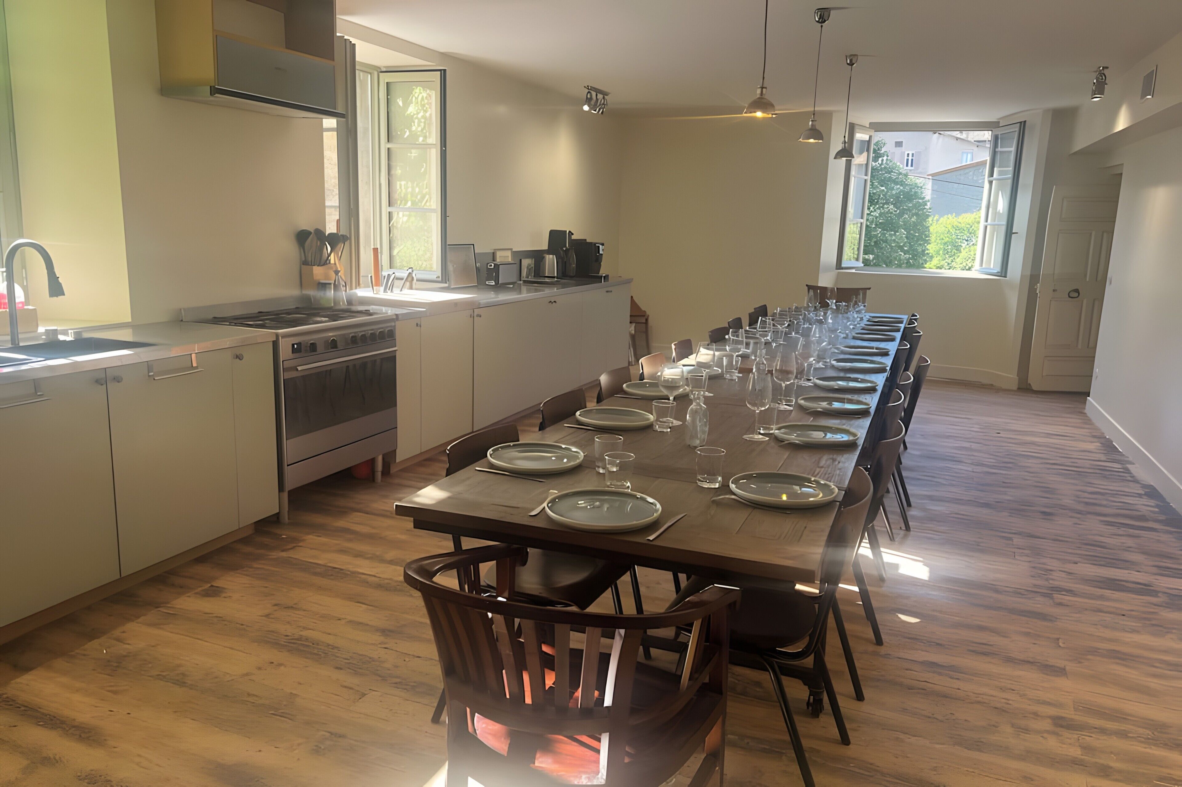 Fridge, microwave, dishwasher, coffee/tea maker