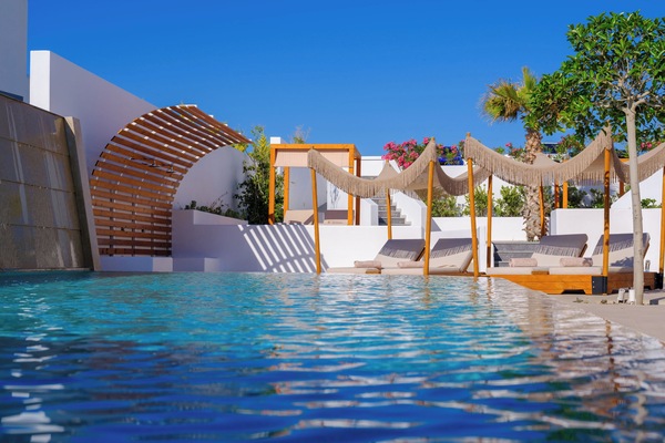 Outdoor pool, open 11:00 AM to 8:00 PM, pool umbrellas, sun loungers