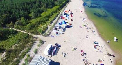 Apartment with a balcony, garden with barbecue