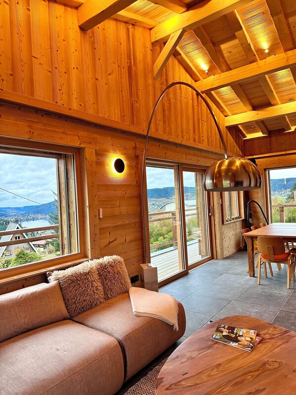 Smart TV, chimenea y estéreo 