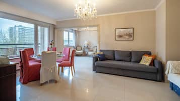 Comfort Apartment, Balcony, Garden View | Living area | Flat-screen TV