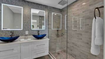 Hair dryer, towels, toilet paper