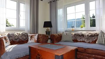 TV, lareira, mesa de pingue-pongue