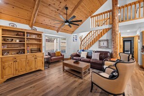 TV, fireplace - Sherwood Pines • Spa • Playground • Fenced Yard (Big Bear)