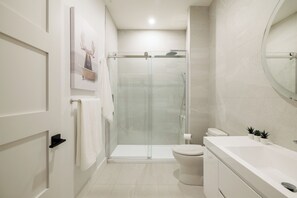 Hair dryer, towels, soap, toilet paper - Lime Suite at Jellybean House (St. John's)