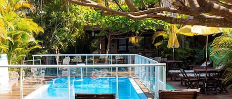 Outdoor pool, pool loungers