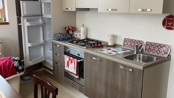 Fridge, oven, stovetop, cookware/dishes/utensils