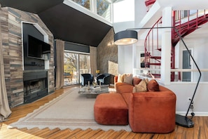 TV, fireplace, table football, offices