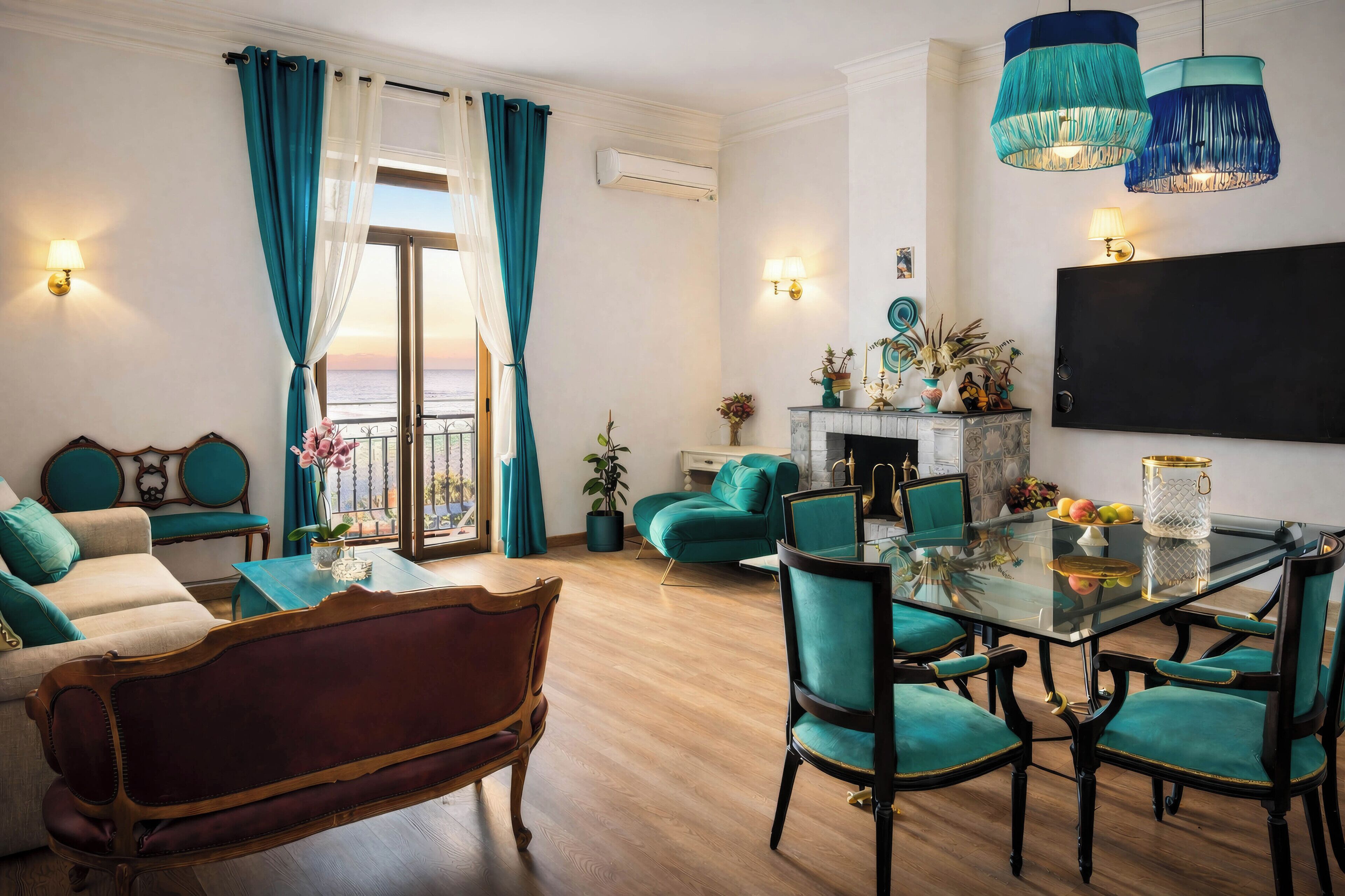 Deluxe Apartment, Beachfront | Living area | 40-inch Smart TV with digital channels, computer monitors, printers