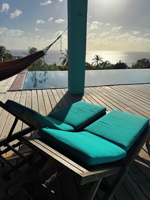 Terrace/patio - Private ocean view villa. Infinity pool. Air Conditioned bedrooms. Large deck. (Choiseul)