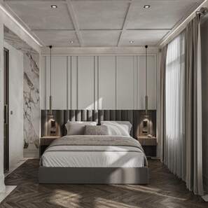 أغطية فراش متميزة وميني بار وتجهيزات عازلة للصوت ومكواة/لوح كي