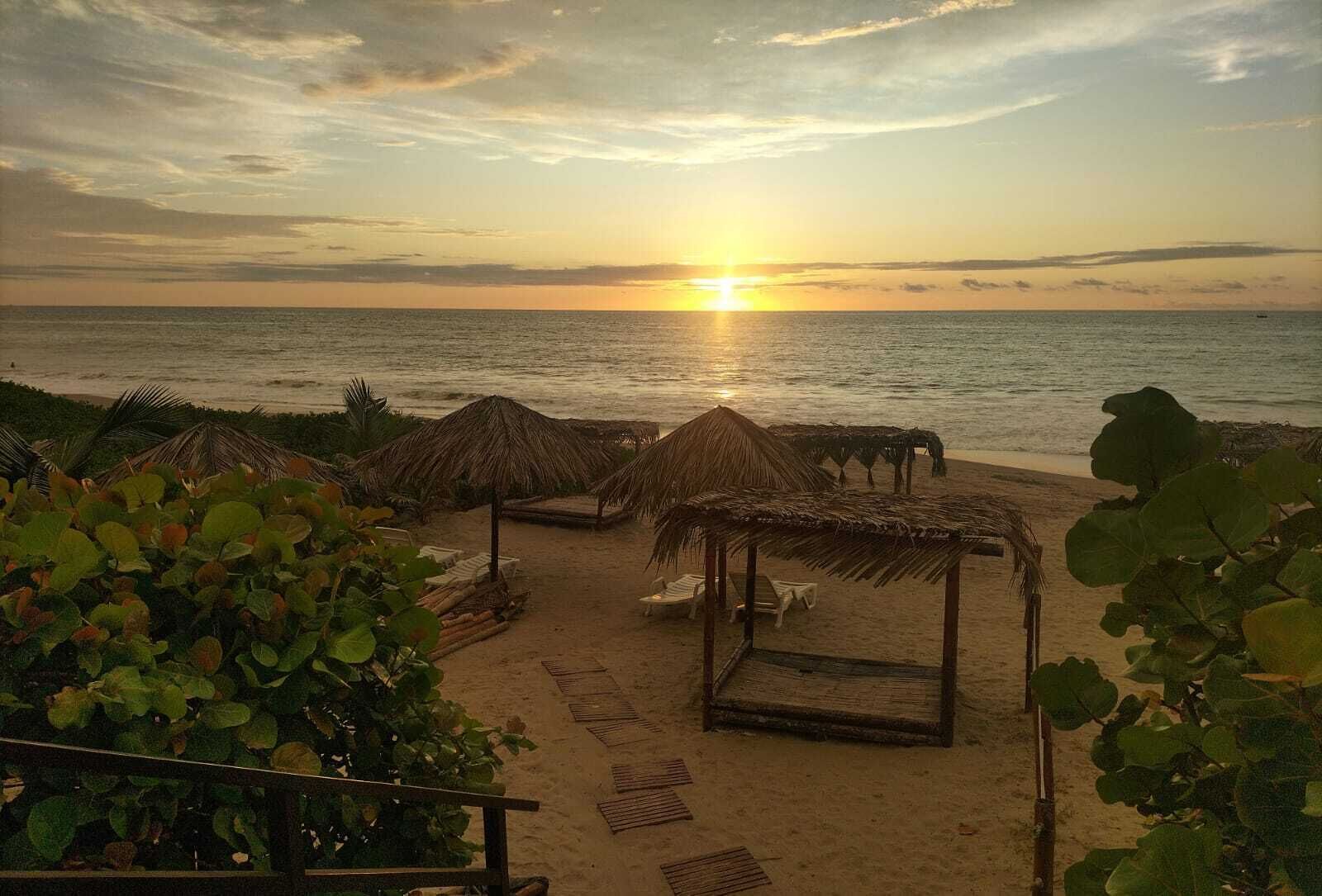 On the beach, sun loungers, beach umbrellas, beach massages