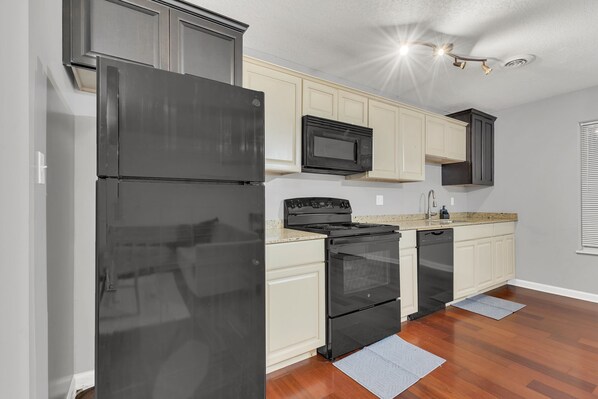 Microwave, oven, stovetop, dishwasher