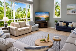 Smart TV, stereo - Luxury Beach Retreat 1 Min. Walk To Beach, Pool, Hot Tub,Fire Pit, Game Room (Hilton Head Island)